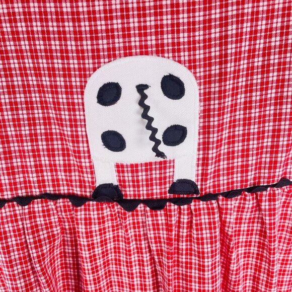 Vintage Funtasia Red Gingham Cow Appliqué Longalls Romper Outfit 3T - Picture 9 of 13